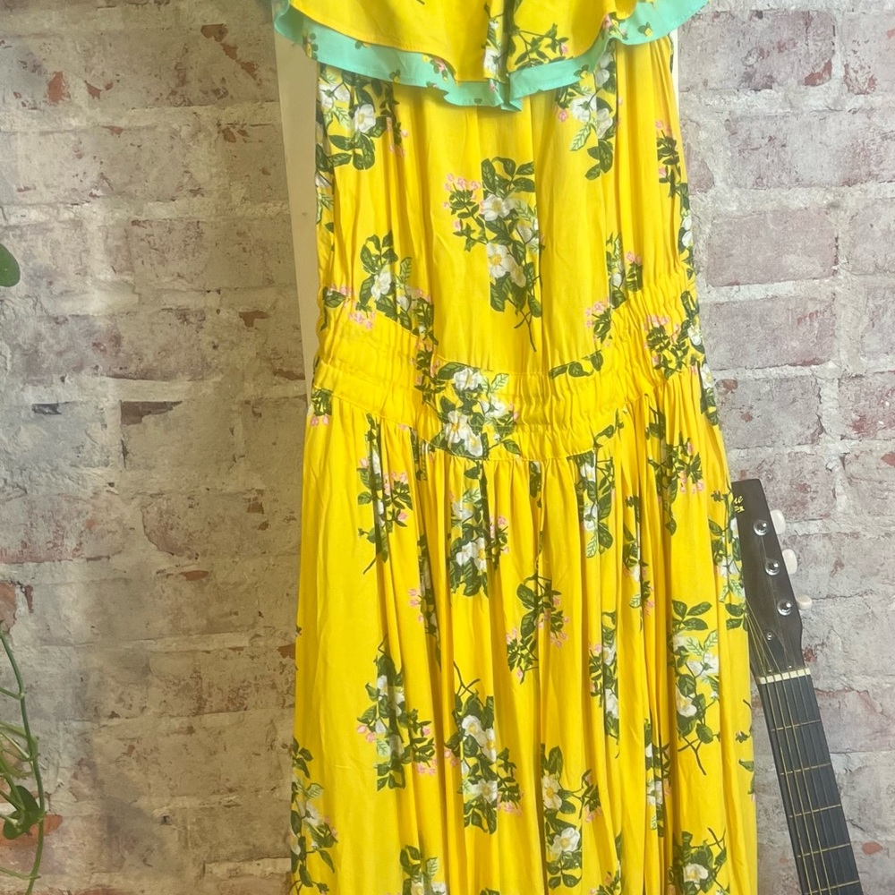 Matilda Jane Yellow Floral Dress with Green Accents